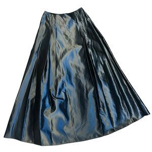 Scott McCLINTOCK Full Maxi Skirt 6 Metallic Silver Taffeta Millenium Formal Vtg